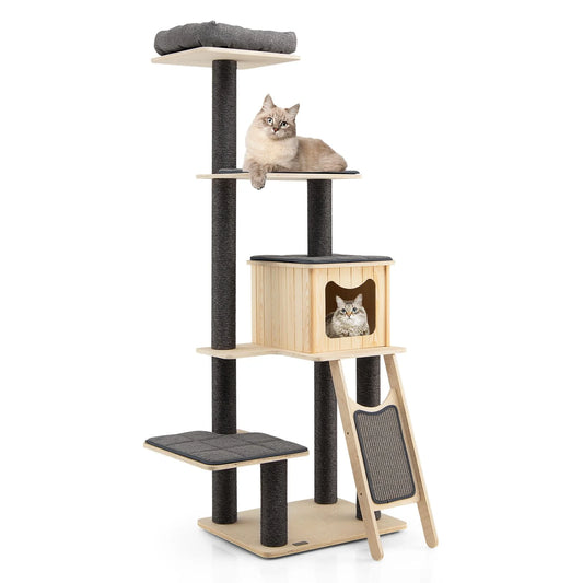 4-Tier Tall Cat Tower with Scratching Sisal Posts