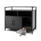 Wooden Cat Litter Box Enclosure with Compartments and Scratching Board