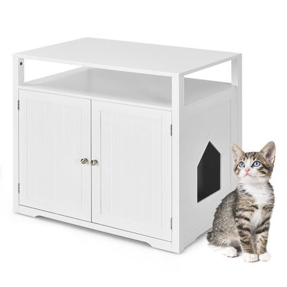 Cat Litter Box Enclosure Furniture Wooden Kitty Washroom Hidden Cat Washroom