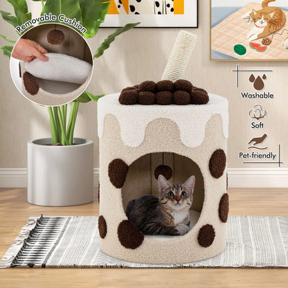 Bubble Tea Cat Tree Tower with Scratching Post