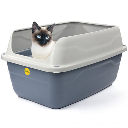 Jumbo Open Cat Litter Tray High Sided Rim Pan Deep Grey Toilet Box Catcentre®