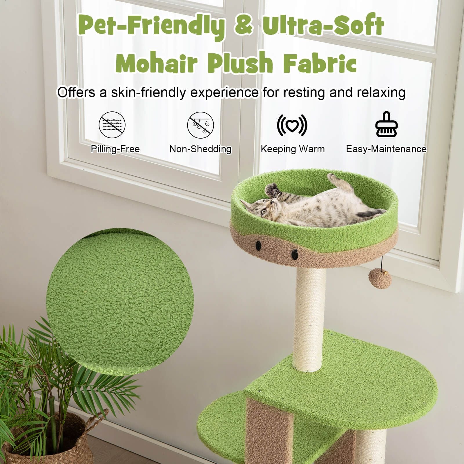 111 Cm Multi-Level Cat Tree with Condo and Plush Perch