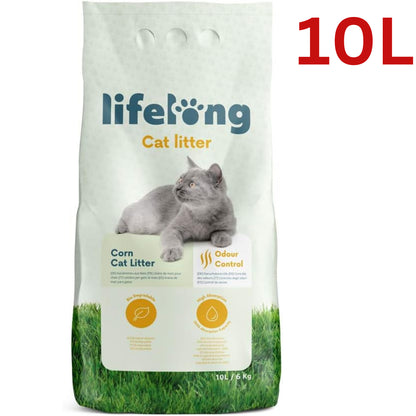 Brand Lifelong Corn Cat Litter 10L-25L 100% Natural Clumping Highly Absorbent UK