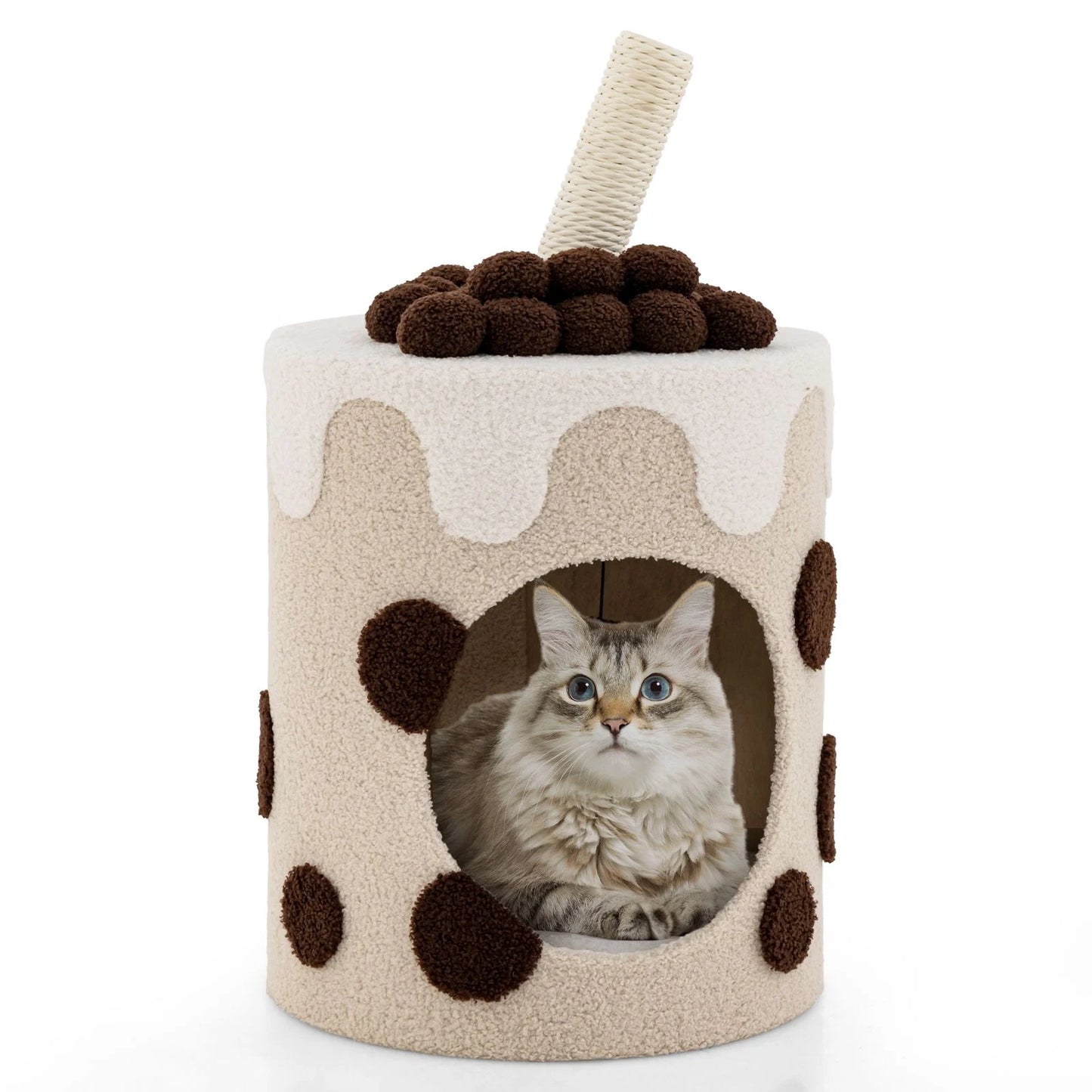 Bubble Tea Cat Tree Tower with Scratching Post