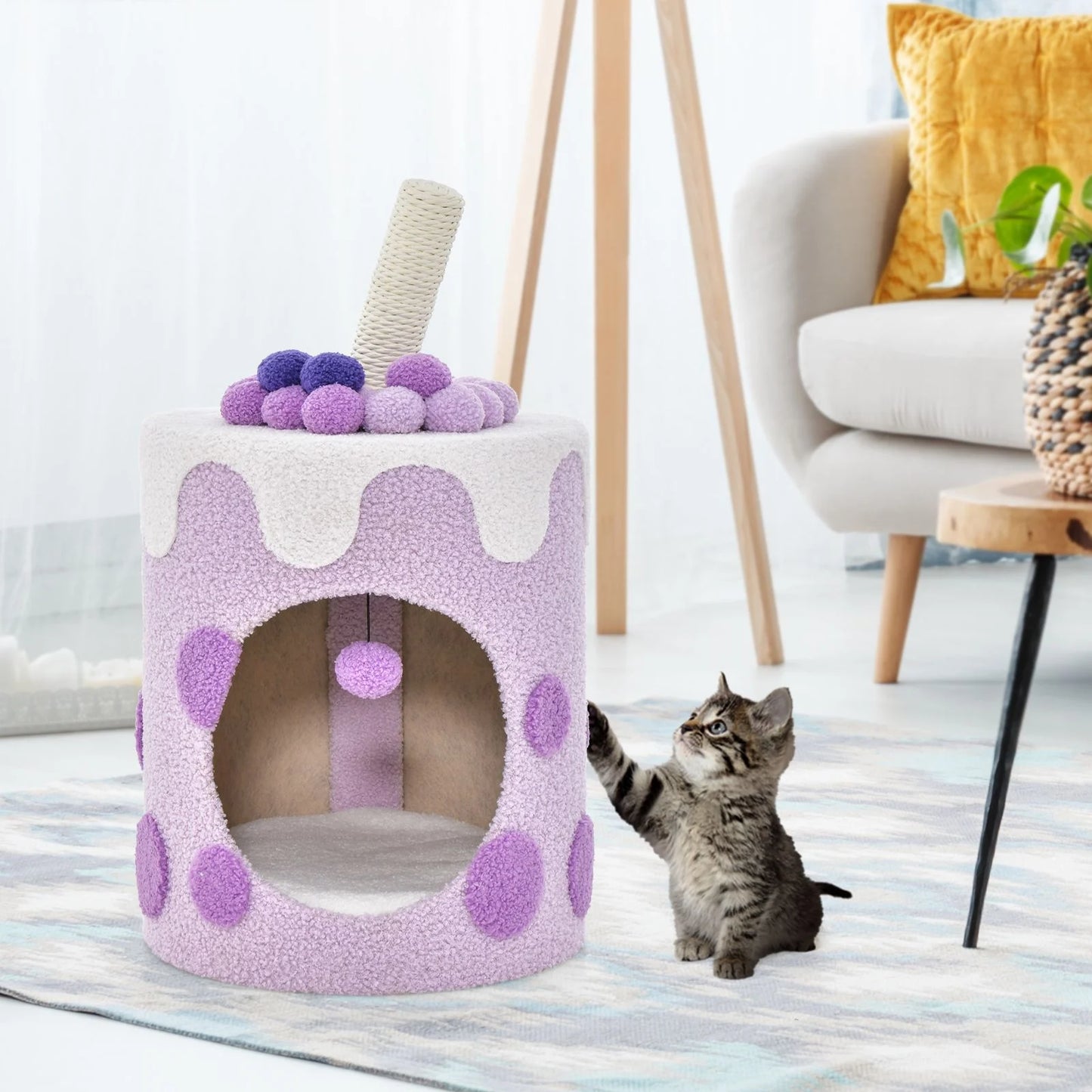 Bubble Tea Cat Tree Tower with Scratching Post