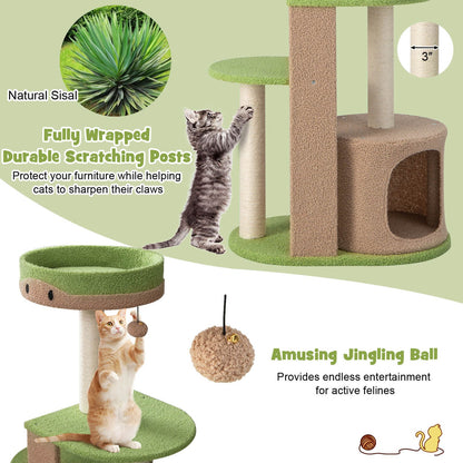 111 Cm Multi-Level Cat Tree with Condo and Plush Perch