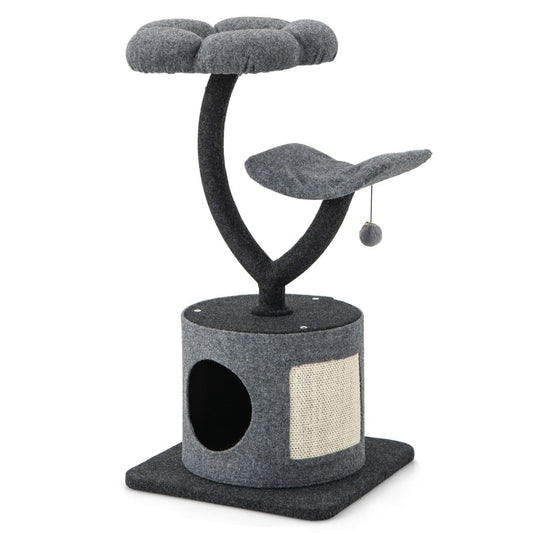 3-Tier Cat Tower for Indoor Cats with Sisal Covered Scratching Board